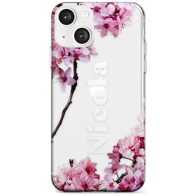 Personalised Cherry Blossoms with Text Custom Phone Case iPhone 13 / Clear Case,iPhone 13 Mini / Clear Case,iPhone 14 / Clear Case,iPhone 14 Plus / Clear Case Blanc Space