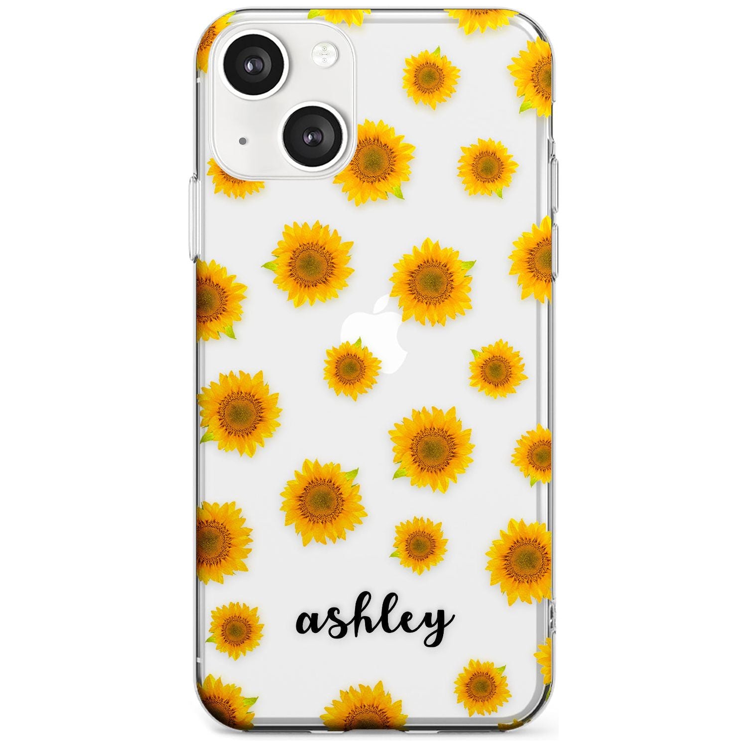 Personalised Sunflowers & Cursive Custom Phone Case iPhone 13 / Clear Case,iPhone 13 Mini / Clear Case,iPhone 14 / Clear Case,iPhone 14 Plus / Clear Case Blanc Space