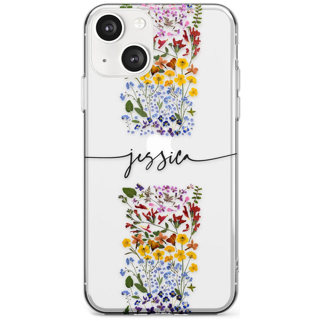 Personalised Wildflower Floral Stripe Personalised Custom Phone Case iPhone 13 / Clear Case,iPhone 13 Mini / Clear Case,iPhone 14 / Clear Case,iPhone 14 Plus / Clear Case Blanc Space