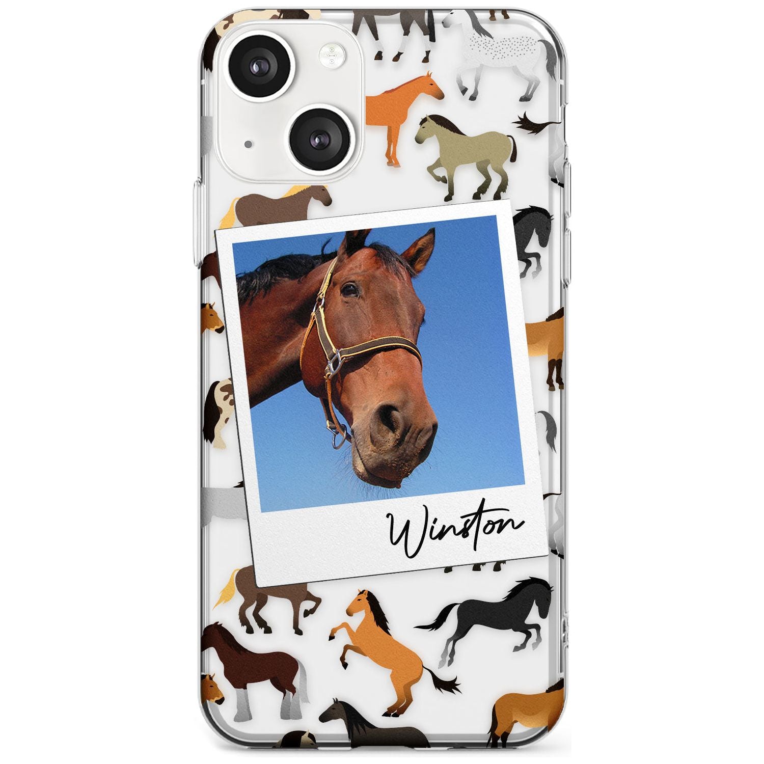 Personalised Horse Polaroid Slim Phone Case for iPhone 13 & 13 Mini
