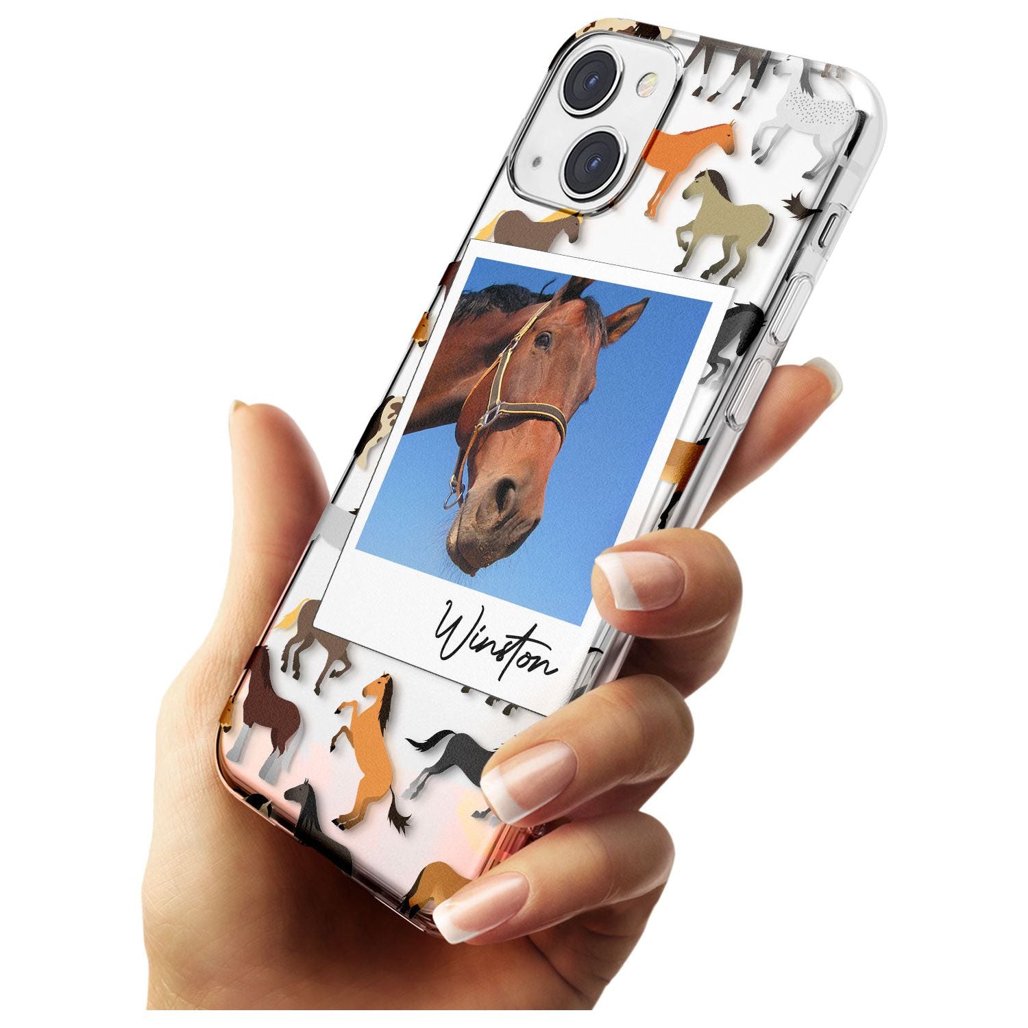 Personalised Horse Polaroid Slim Phone Case for iPhone 13 & 13 Mini
