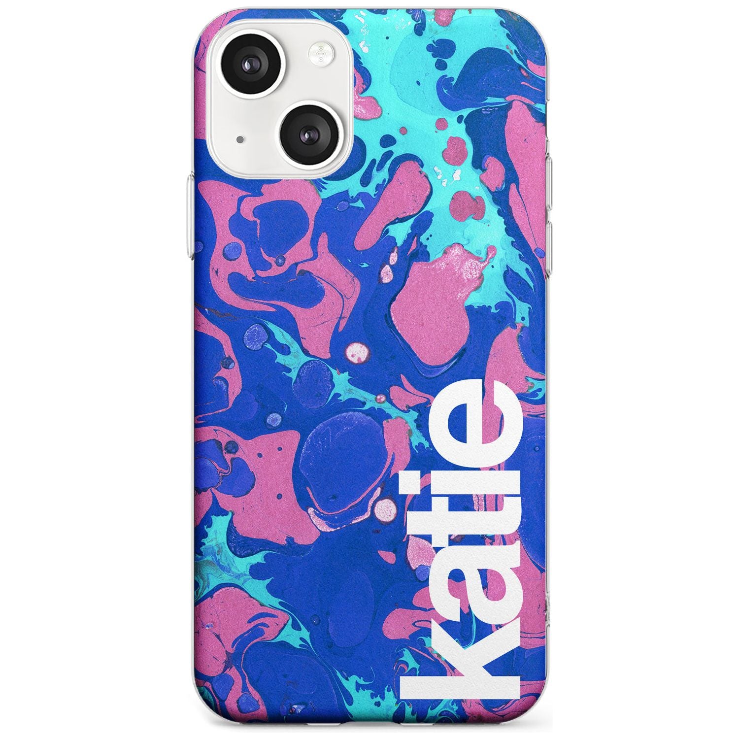 Personalised Navy, Turquoise + Purple - Marbled Custom Phone Case iPhone 13 / Clear Case,iPhone 13 Mini / Clear Case,iPhone 14 / Clear Case,iPhone 14 Plus / Clear Case Blanc Space