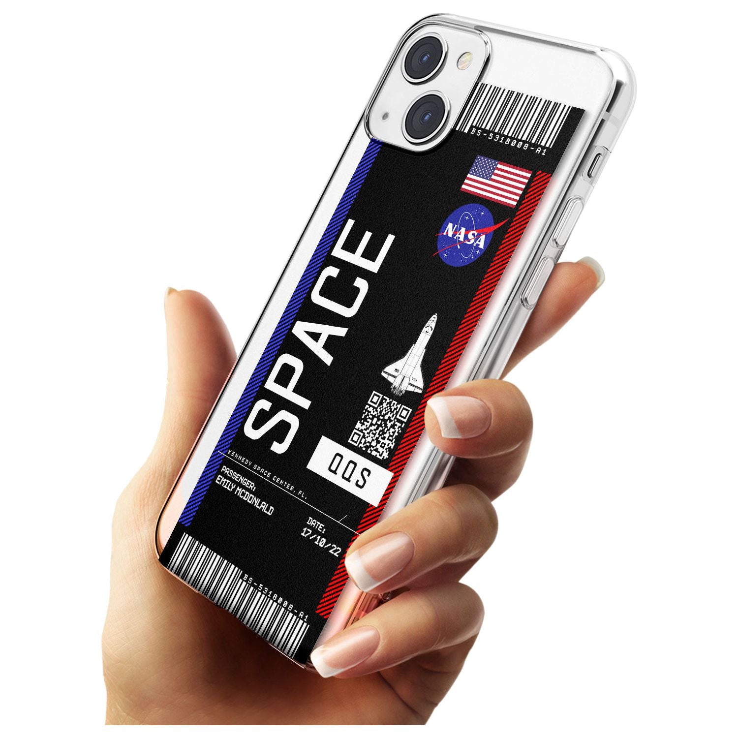 Personalised NASA Boarding Pass (Dark) Slim Phone Case for iPhone 13 & 13 Mini