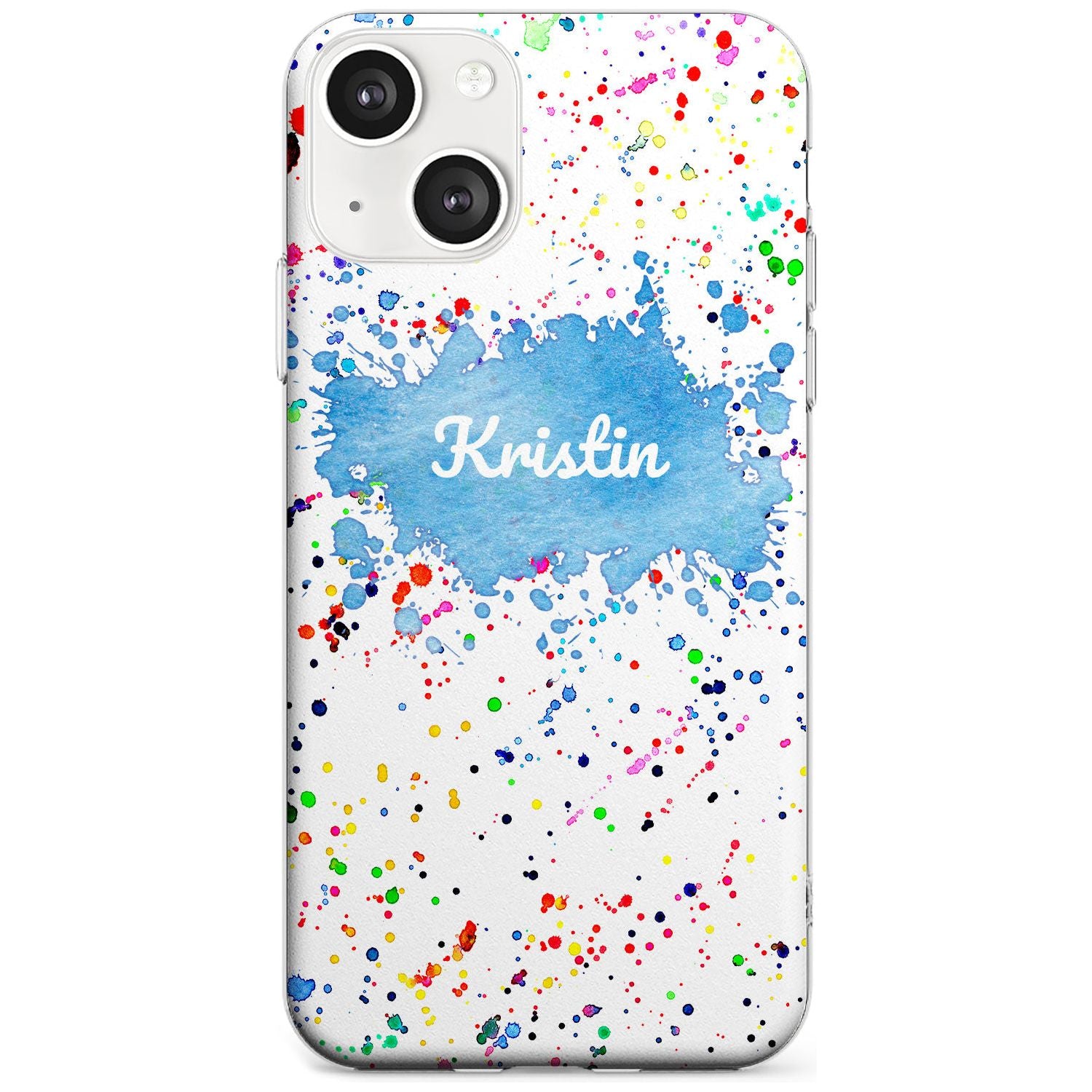 Personalised Rainbow Paint Splatter Custom Phone Case iPhone 13 / Clear Case,iPhone 13 Mini / Clear Case,iPhone 14 / Clear Case,iPhone 14 Plus / Clear Case Blanc Space