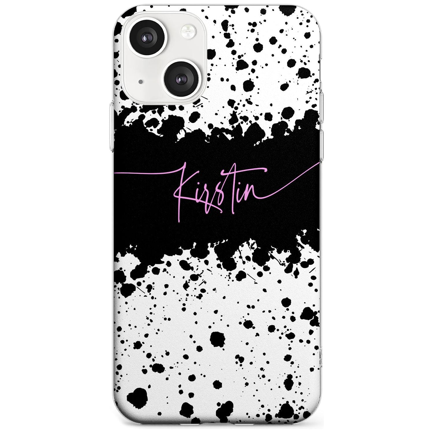 Personalised Black & White Paint Splatters Custom Phone Case iPhone 13 / Clear Case,iPhone 13 Mini / Clear Case,iPhone 14 / Clear Case,iPhone 14 Plus / Clear Case Blanc Space