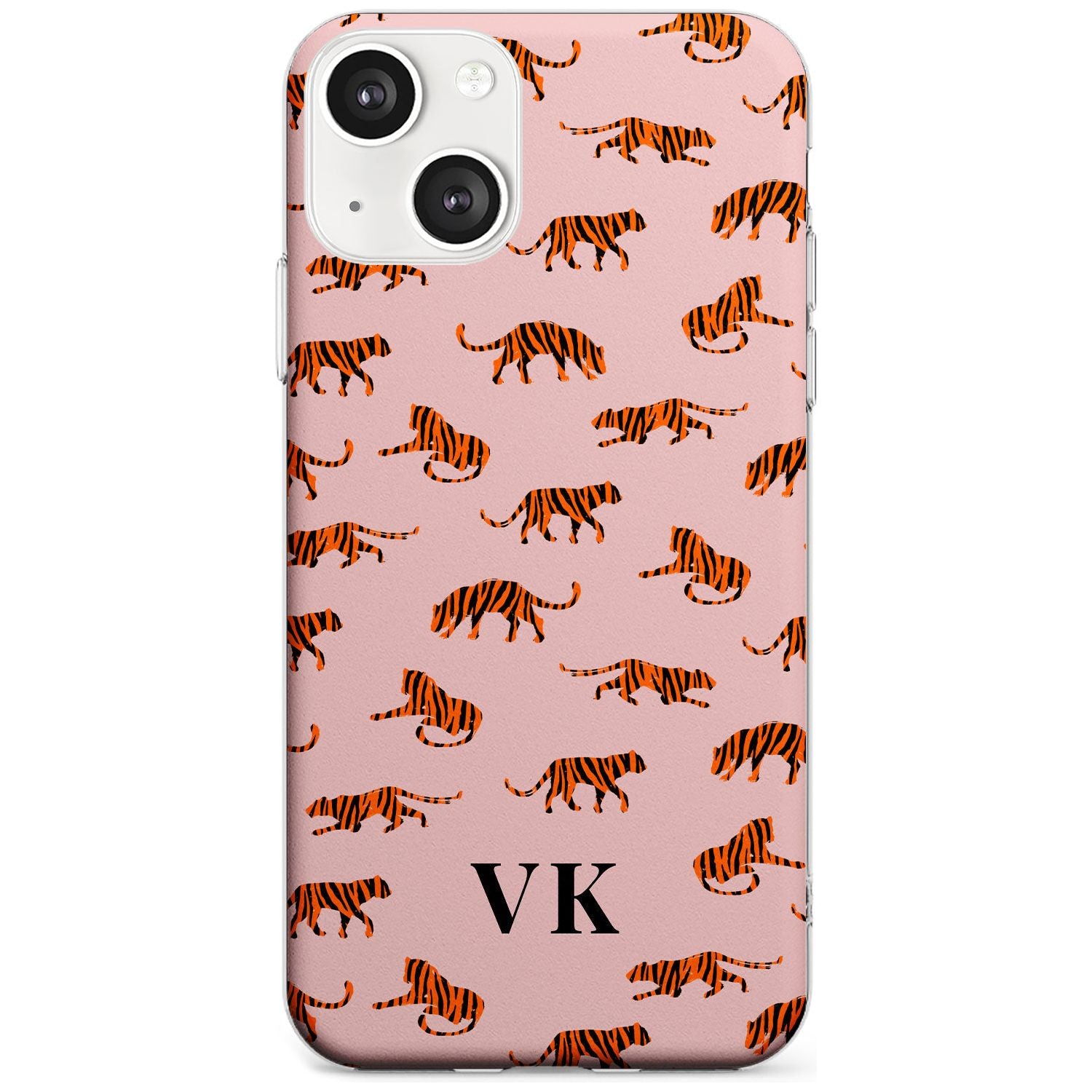 Personalised Safari Tiger Pattern on Pink Custom Phone Case iPhone 13 / Clear Case,iPhone 13 Mini / Clear Case,iPhone 14 / Clear Case,iPhone 14 Plus / Clear Case Blanc Space