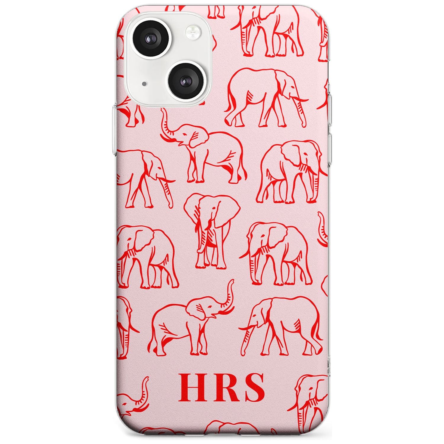 Personalised Red Elephant Outlines on Pink Custom Phone Case iPhone 13 / Clear Case,iPhone 13 Mini / Clear Case,iPhone 14 / Clear Case,iPhone 14 Plus / Clear Case Blanc Space