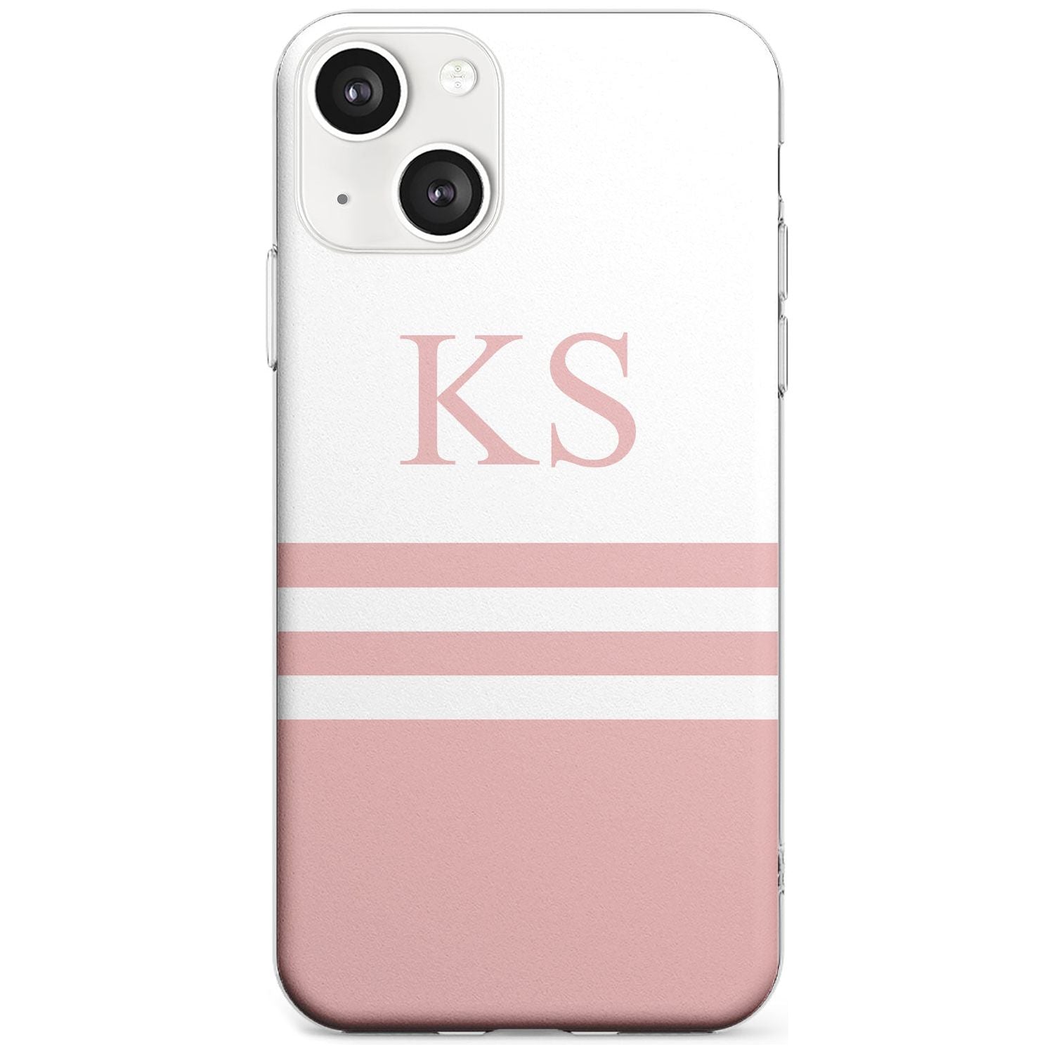 Personalised Minimal Pink Stripes & Initials Custom Phone Case iPhone 13 / Clear Case,iPhone 13 Mini / Clear Case,iPhone 14 / Clear Case,iPhone 14 Plus / Clear Case Blanc Space