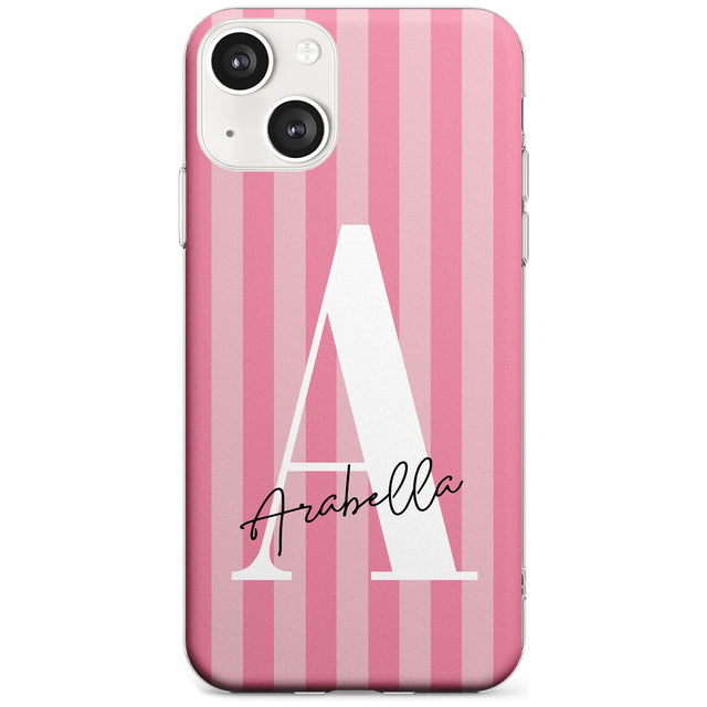 Personalised Pink on Pink Stripes Custom Phone Case iPhone 13 / Clear Case,iPhone 13 Mini / Clear Case,iPhone 14 / Clear Case,iPhone 14 Plus / Clear Case Blanc Space