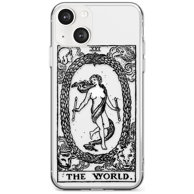 Personalised The World Tarot Card - Transparent Custom Phone Case iPhone 13 / Clear Case,iPhone 13 Mini / Clear Case,iPhone 14 / Clear Case,iPhone 14 Plus / Clear Case Blanc Space
