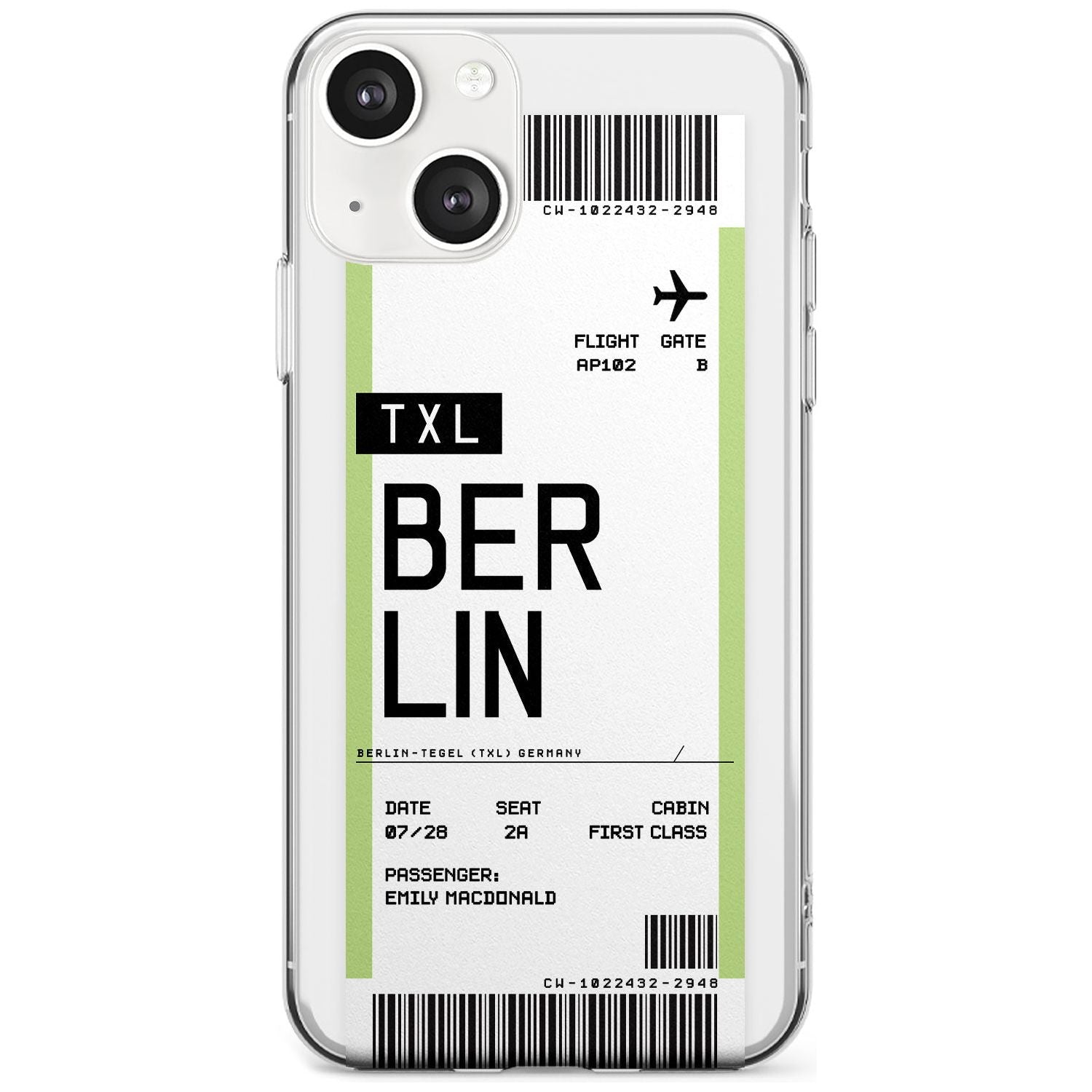 Personalised Berlin Boarding Pass Custom Phone Case iPhone 13 / Clear Case,iPhone 13 Mini / Clear Case,iPhone 14 / Clear Case,iPhone 14 Plus / Clear Case Blanc Space
