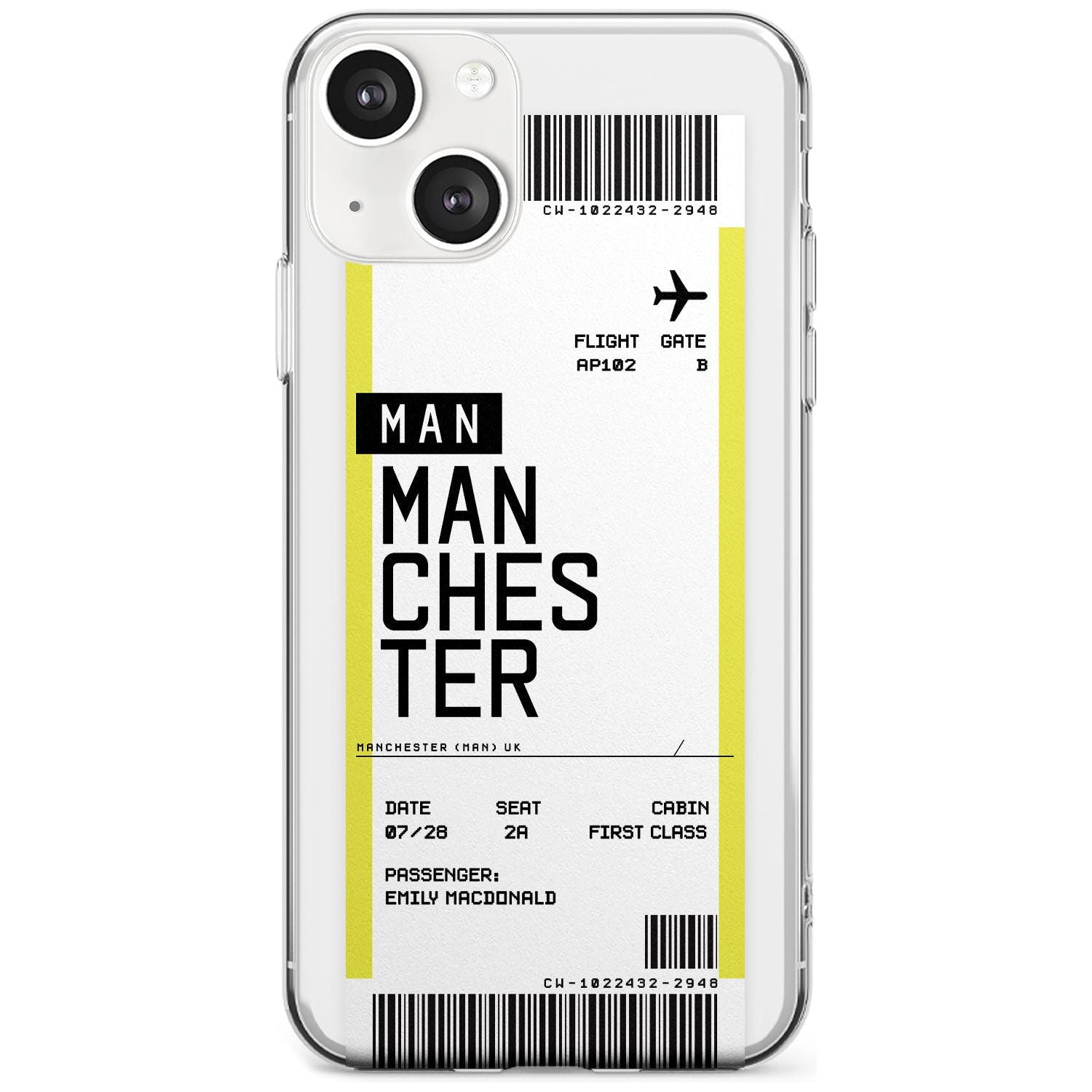 Personalised Manchester Boarding Pass Custom Phone Case iPhone 13 / Clear Case,iPhone 13 Mini / Clear Case,iPhone 14 / Clear Case,iPhone 14 Plus / Clear Case Blanc Space
