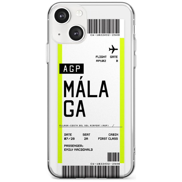 Personalised Málaga Boarding Pass Custom Phone Case iPhone 13 / Clear Case,iPhone 13 Mini / Clear Case,iPhone 14 / Clear Case,iPhone 14 Plus / Clear Case Blanc Space