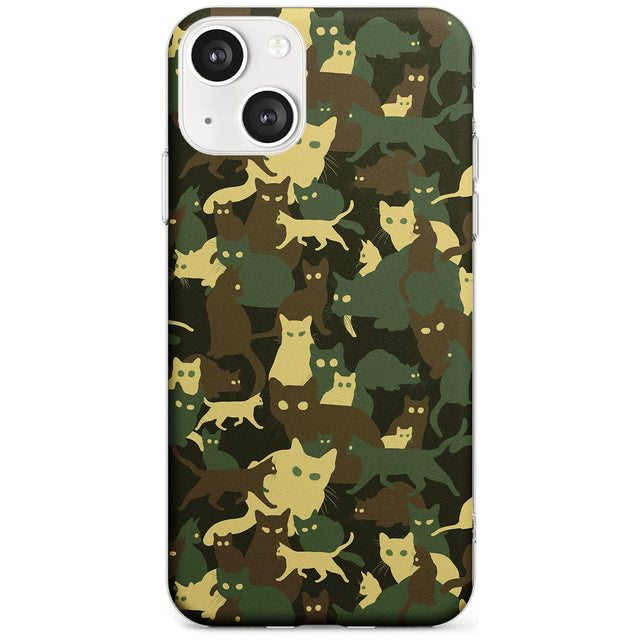 Forest Green Cat Camouflage Pattern Phone Case iPhone 13 / Clear Case,iPhone 13 Mini / Clear Case,iPhone 14 / Clear Case,iPhone 14 Plus / Clear Case Blanc Space