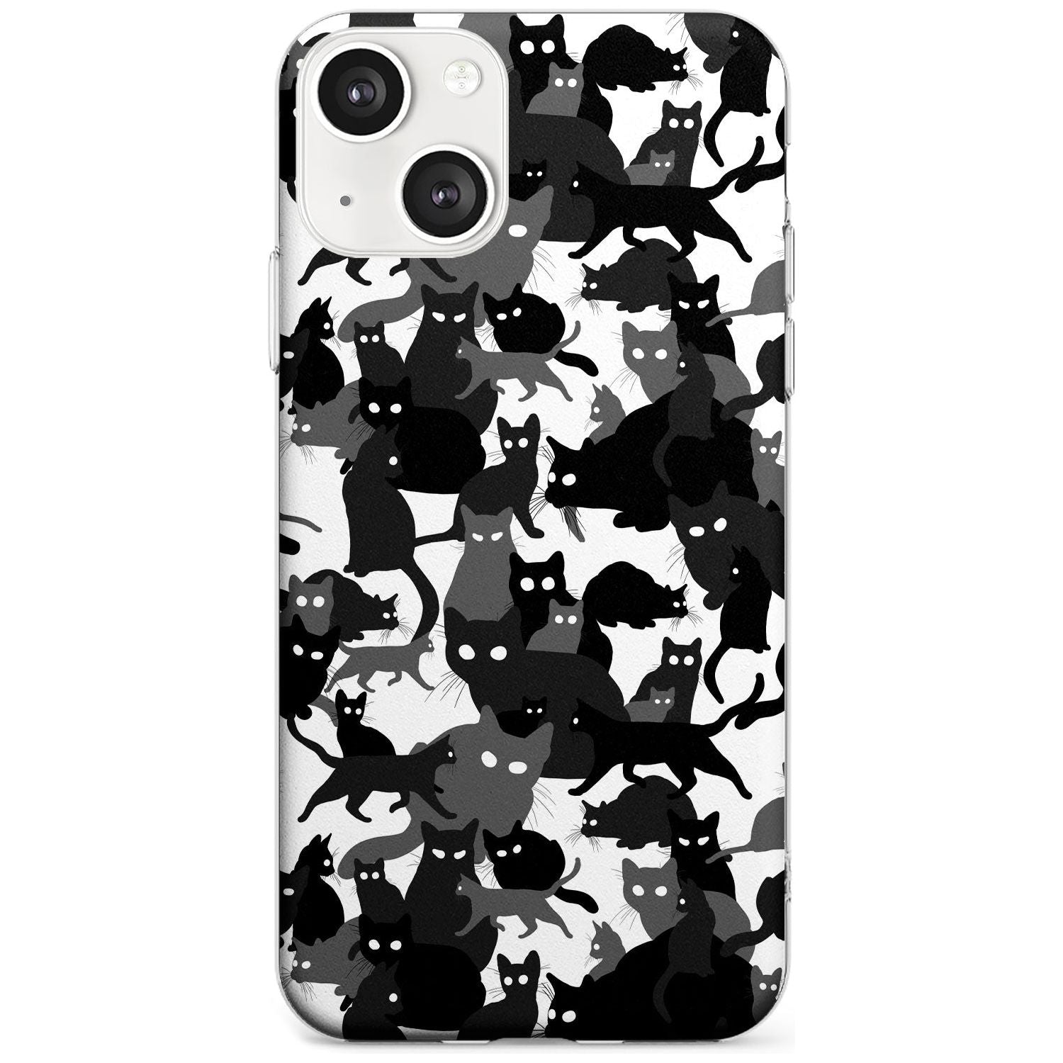 Black & White Cat Camouflage Phone Case iPhone 13 / Clear Case,iPhone 13 Mini / Clear Case,iPhone 14 / Clear Case,iPhone 14 Plus / Clear Case Blanc Space