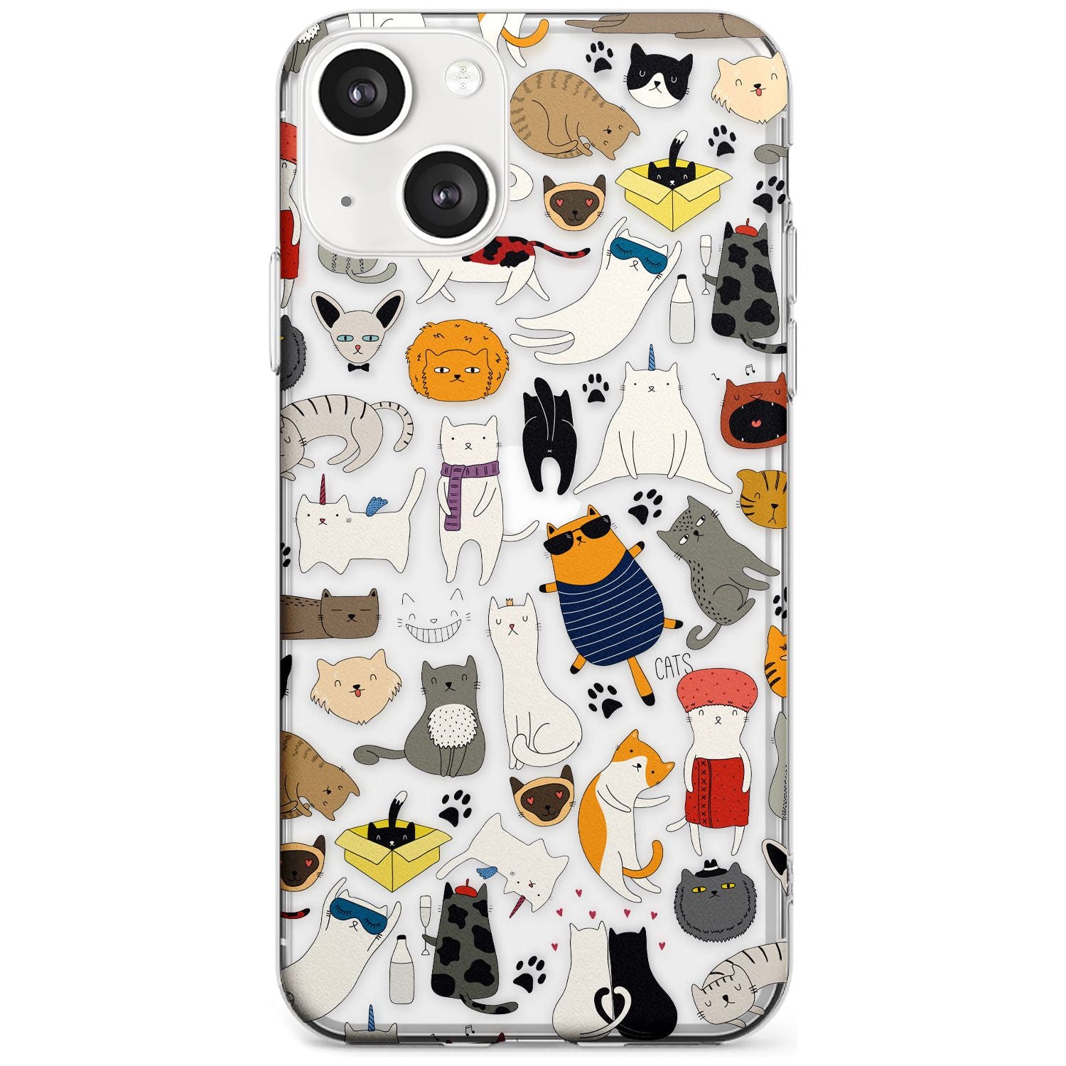 Cartoon Cat Collage Phone Case iPhone 13 / Clear Case,iPhone 13 Mini / Clear Case,iPhone 14 / Clear Case,iPhone 14 Plus / Clear Case Blanc Space