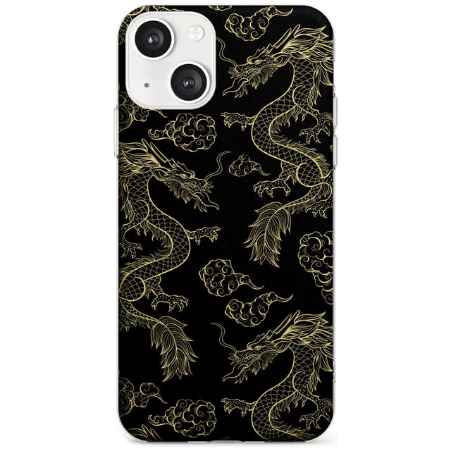 Black and Gold Dragon Pattern Slim Phone Case for iPhone 13 & 13 Mini