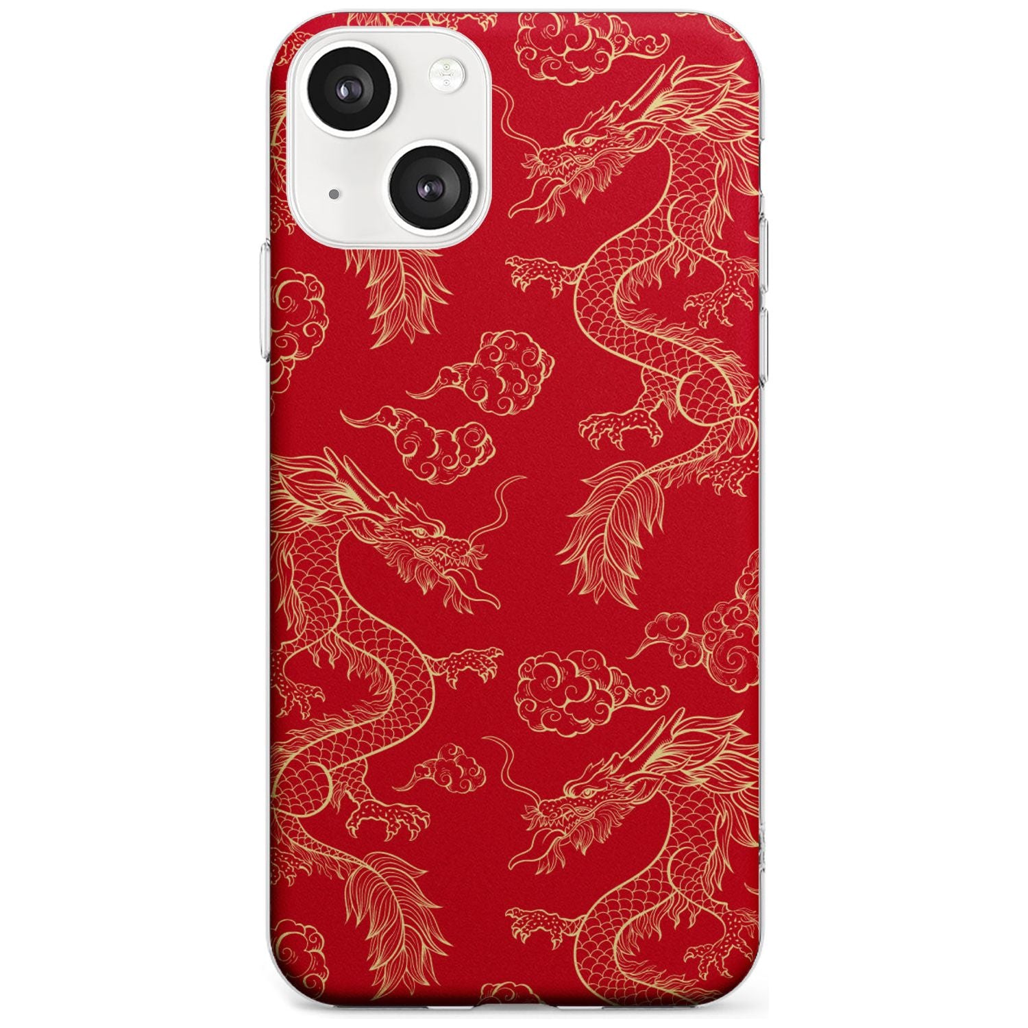 Red and Gold Dragon Pattern Slim Phone Case for iPhone 13 & 13 Mini
