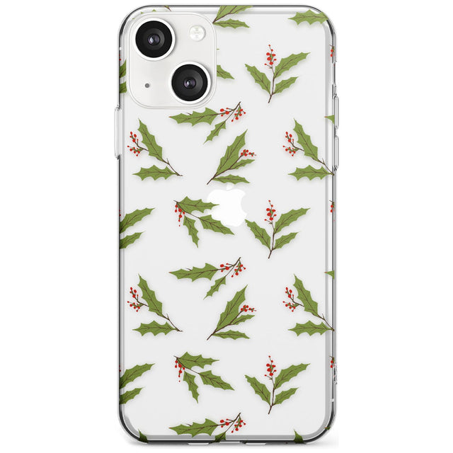 Christmas Holly Pattern Slim Phone Case for iPhone 13 & 13 Mini