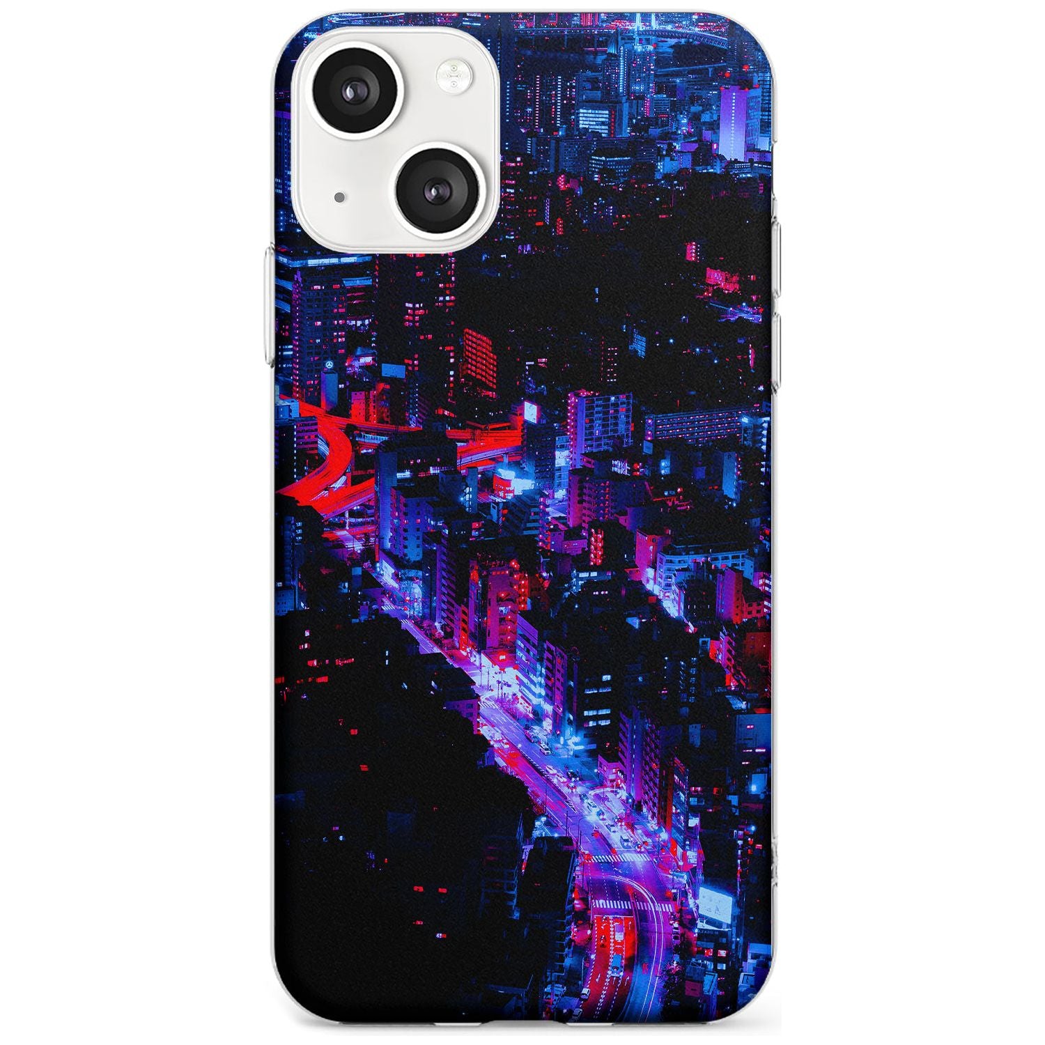 Arial City View - Neon Cities Photographs Phone Case iPhone 13 / Clear Case,iPhone 13 Mini / Clear Case,iPhone 14 / Clear Case,iPhone 14 Plus / Clear Case Blanc Space