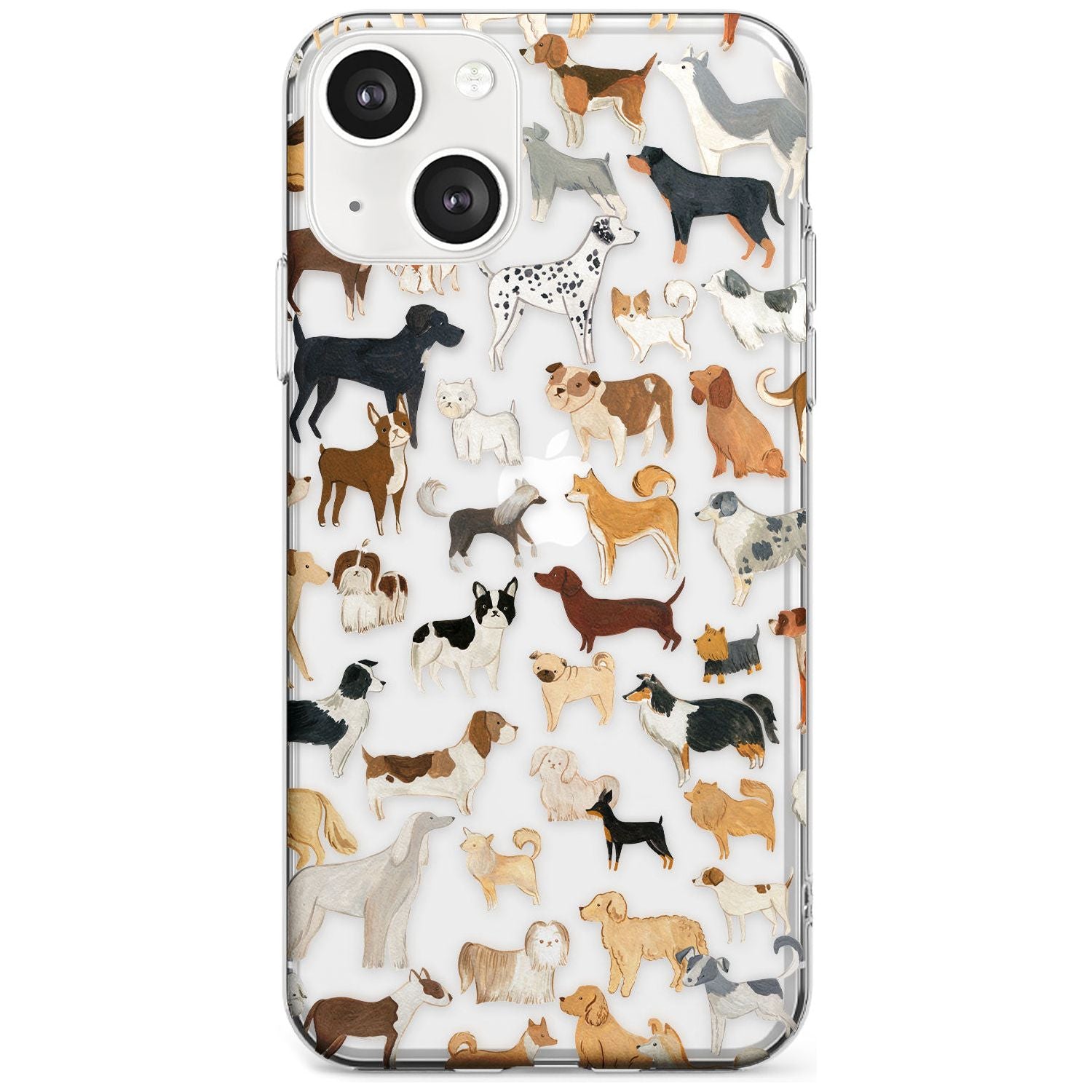 Hand Painted Dogs Phone Case iPhone 13 / Clear Case,iPhone 13 Mini / Clear Case,iPhone 14 / Clear Case,iPhone 14 Plus / Clear Case Blanc Space