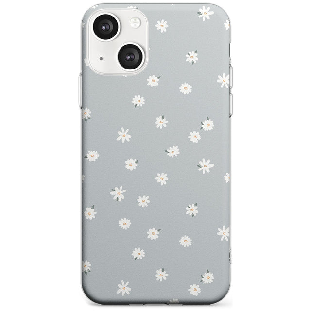 Painted Daisy Blue-Grey Cute Phone Case iPhone 13 / Clear Case,iPhone 13 Mini / Clear Case,iPhone 14 / Clear Case,iPhone 14 Plus / Clear Case Blanc Space