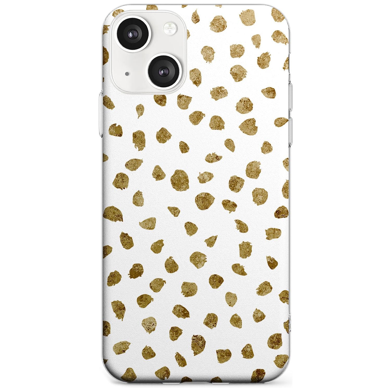 Gold Look on White Dalmatian Polka Dot Spots Phone Case iPhone 13 / Clear Case,iPhone 13 Mini / Clear Case,iPhone 14 / Clear Case,iPhone 14 Plus / Clear Case Blanc Space