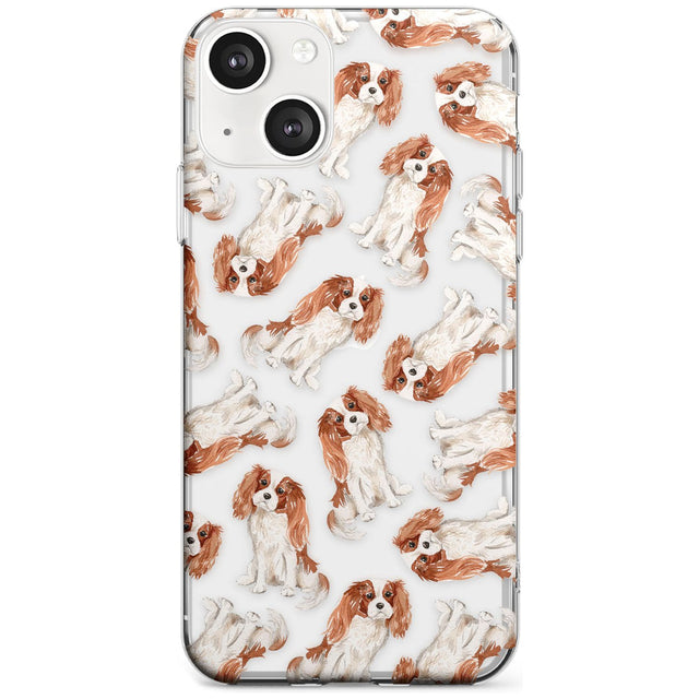 Cavalier King Charles Spaniel Dog Pattern Phone Case iPhone 13 / Clear Case,iPhone 13 Mini / Clear Case,iPhone 14 / Clear Case,iPhone 14 Plus / Clear Case Blanc Space