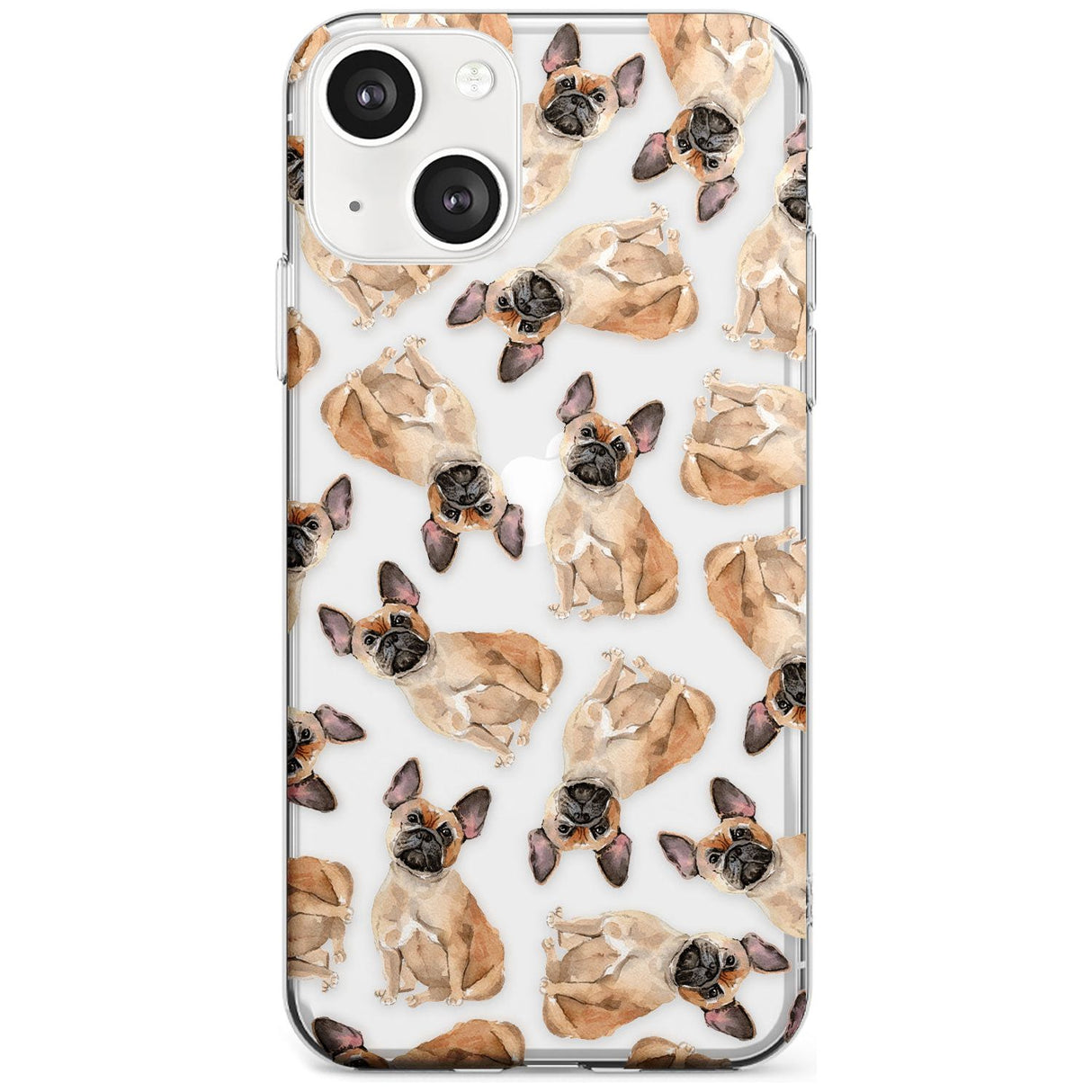 French Bulldog Watercolour Dog Pattern Phone Case iPhone 13 / Clear Case,iPhone 13 Mini / Clear Case,iPhone 14 / Clear Case,iPhone 14 Plus / Clear Case Blanc Space