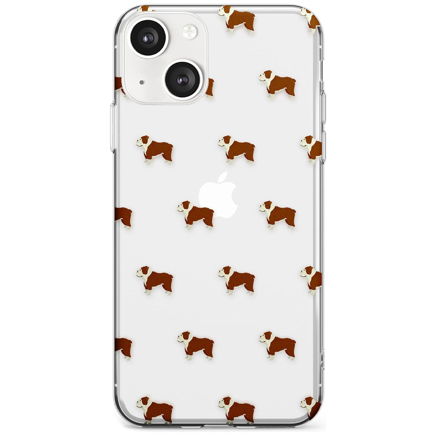 English Bulldog Dog Pattern Clear Phone Case iPhone 13 / Clear Case,iPhone 13 Mini / Clear Case,iPhone 14 / Clear Case,iPhone 14 Plus / Clear Case Blanc Space