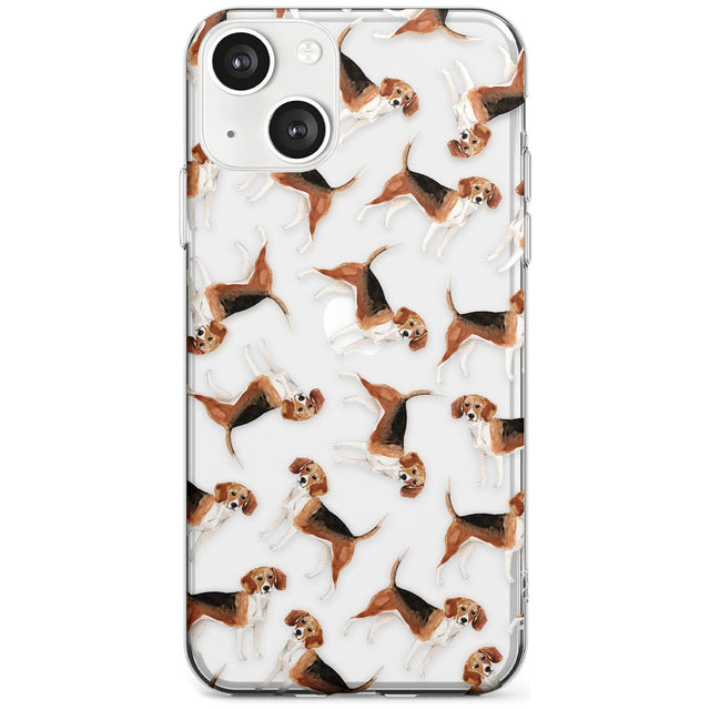 Beagle Watercolour Dog Pattern Phone Case iPhone 13 / Clear Case,iPhone 13 Mini / Clear Case,iPhone 14 / Clear Case,iPhone 14 Plus / Clear Case Blanc Space