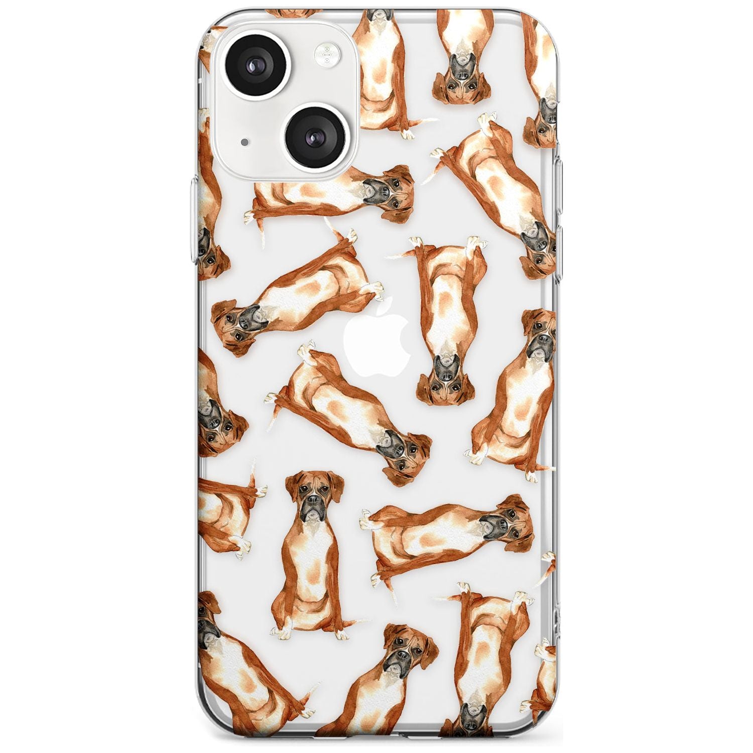 Boxer Watercolour Dog Pattern Phone Case iPhone 13 / Clear Case,iPhone 13 Mini / Clear Case,iPhone 14 / Clear Case,iPhone 14 Plus / Clear Case Blanc Space