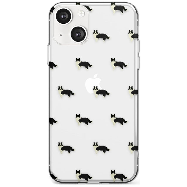 Border Collie Dog Pattern Clear Phone Case iPhone 13 / Clear Case,iPhone 13 Mini / Clear Case,iPhone 14 / Clear Case,iPhone 14 Plus / Clear Case Blanc Space