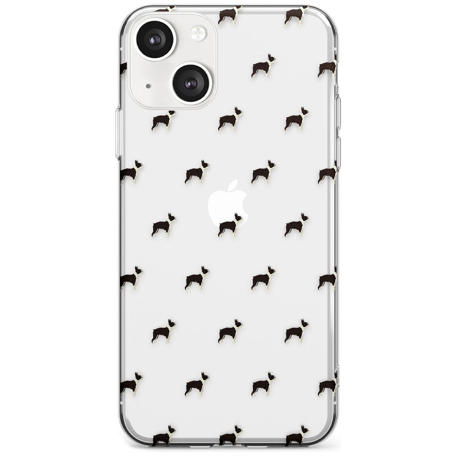 Boston Terrier Dog Pattern Clear Phone Case iPhone 13 / Clear Case,iPhone 13 Mini / Clear Case,iPhone 14 / Clear Case,iPhone 14 Plus / Clear Case Blanc Space