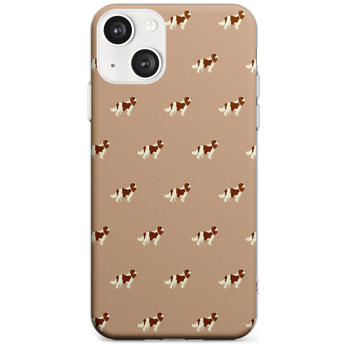 Cavalier King Charles Spaniel Pattern Phone Case iPhone 13 / Clear Case,iPhone 13 Mini / Clear Case,iPhone 14 / Clear Case,iPhone 14 Plus / Clear Case Blanc Space