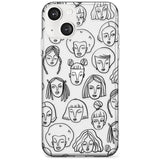 Girl Portrait Doodles Phone Case iPhone 13 / Clear Case,iPhone 13 Mini / Clear Case,iPhone 14 / Clear Case,iPhone 14 Plus / Clear Case Blanc Space