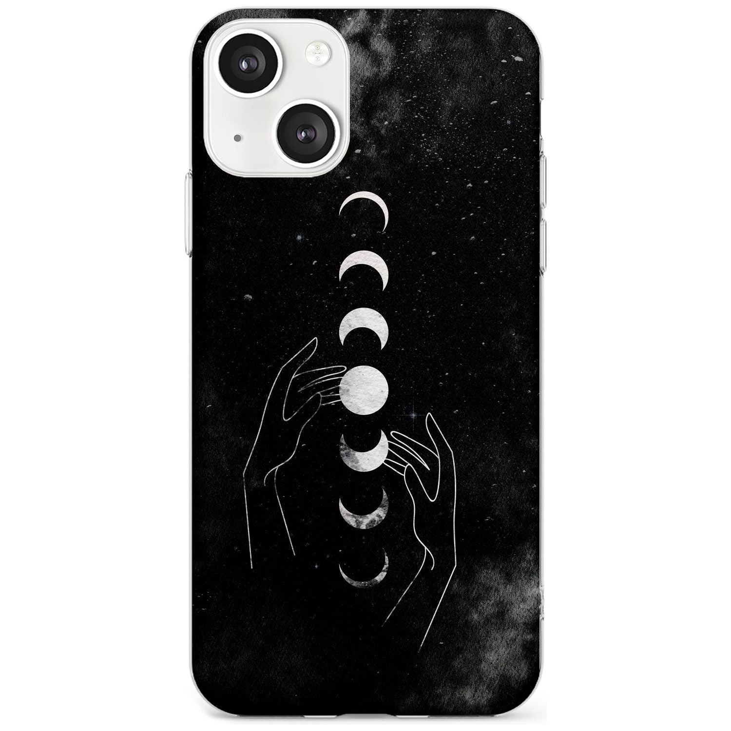 Moon Phases and Hands Phone Case iPhone 13 / Clear Case,iPhone 13 Mini / Clear Case,iPhone 14 / Clear Case,iPhone 14 Plus / Clear Case Blanc Space