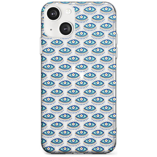 Eyes & Crosses (Clear) Psychedelic Eyes Pattern Phone Case iPhone 13 / Clear Case,iPhone 13 Mini / Clear Case,iPhone 14 / Clear Case,iPhone 14 Plus / Clear Case Blanc Space