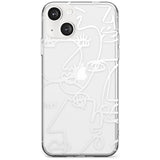 Abstract Continuous Line Faces White on Clear Phone Case iPhone 13 / Clear Case,iPhone 13 Mini / Clear Case,iPhone 14 / Clear Case,iPhone 14 Plus / Clear Case Blanc Space