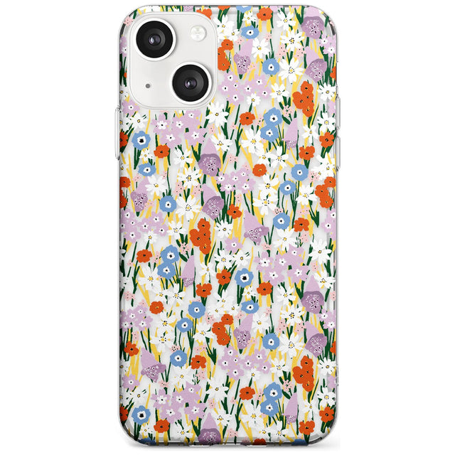 Energetic Floral Mix: Transparent Phone Case iPhone 13 / Clear Case,iPhone 13 Mini / Clear Case,iPhone 14 / Clear Case,iPhone 14 Plus / Clear Case Blanc Space