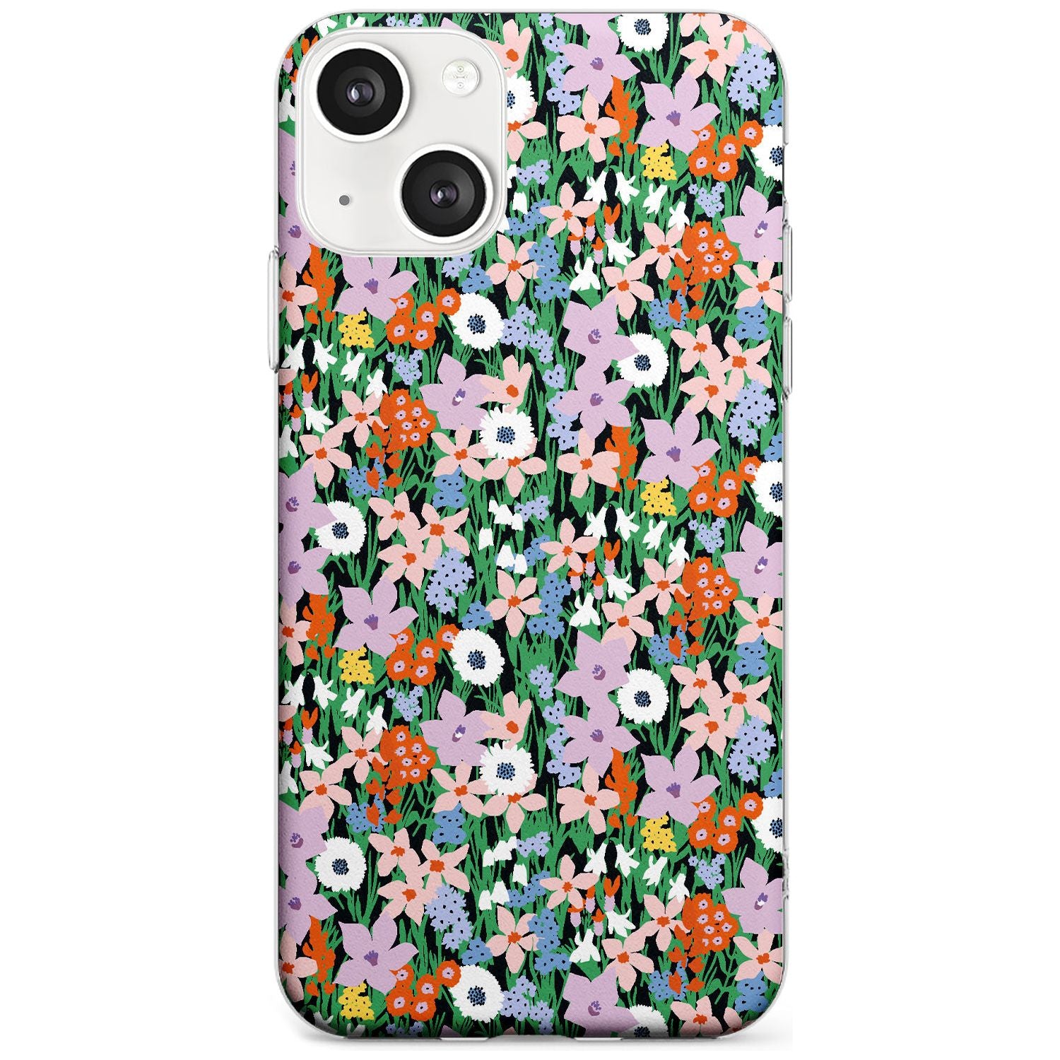 Jazzy Floral Mix: Solid Phone Case iPhone 13 / Clear Case,iPhone 13 Mini / Clear Case,iPhone 14 / Clear Case,iPhone 14 Plus / Clear Case Blanc Space