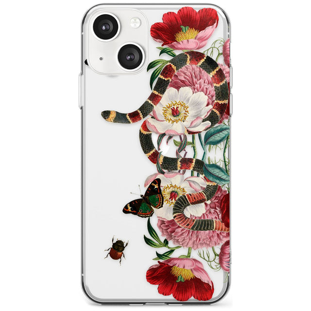 Floral Snake Phone Case iPhone 13 / Clear Case,iPhone 13 Mini / Clear Case,iPhone 14 / Clear Case,iPhone 14 Plus / Clear Case Blanc Space