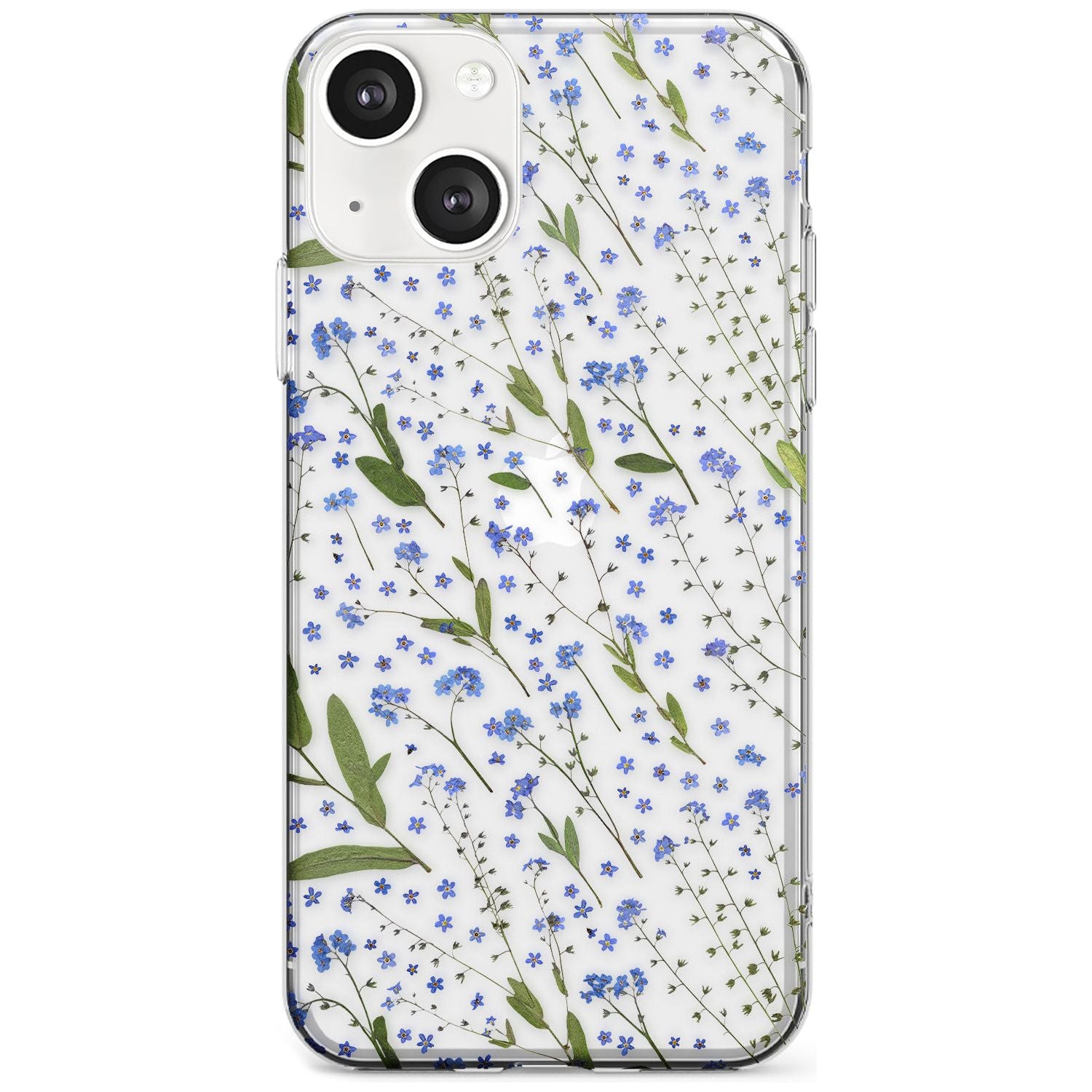 Blue Wild Flower Design Phone Case iPhone 13 / Clear Case,iPhone 13 Mini / Clear Case,iPhone 14 / Clear Case,iPhone 14 Plus / Clear Case Blanc Space