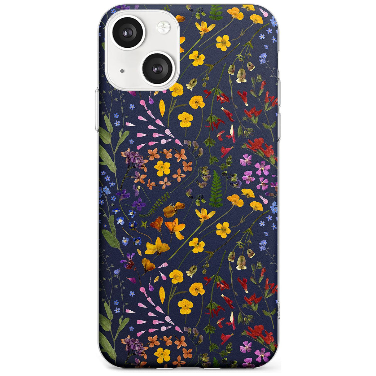 Wildflower & Leaves Cluster Design - Navy