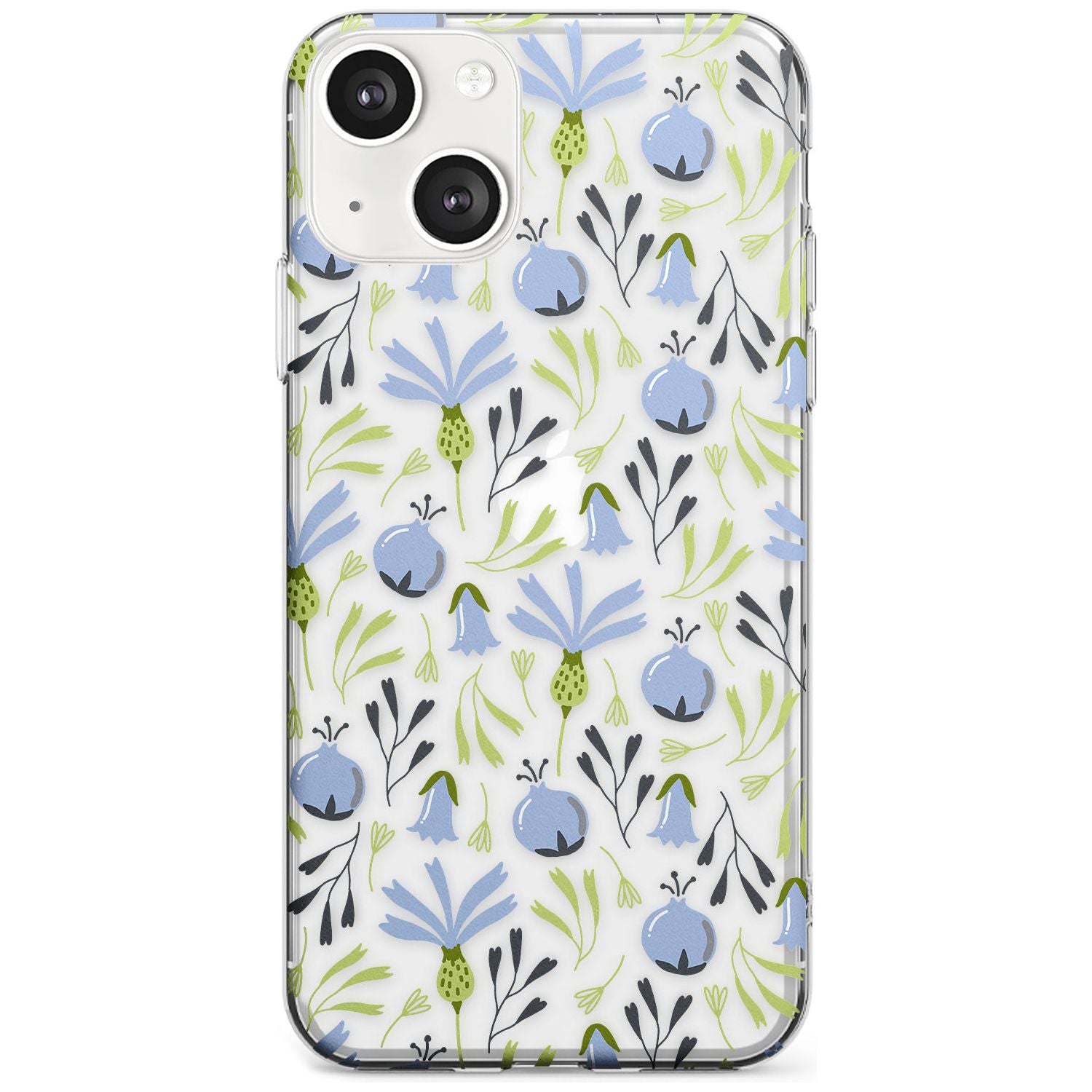 Blue Flora Transparent Floral Phone Case iPhone 13 / Clear Case,iPhone 13 Mini / Clear Case,iPhone 14 / Clear Case,iPhone 14 Plus / Clear Case Blanc Space