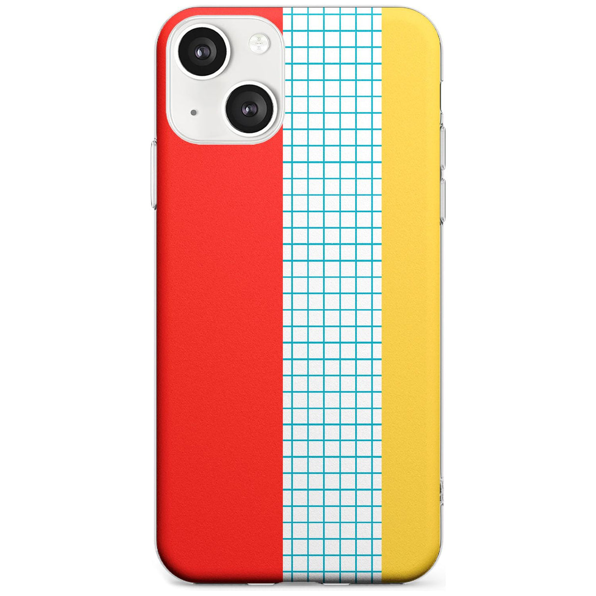 Abstract Grid Red, Blue, Yellow Phone Case iPhone 13 / Clear Case,iPhone 13 Mini / Clear Case,iPhone 14 / Clear Case,iPhone 14 Plus / Clear Case Blanc Space