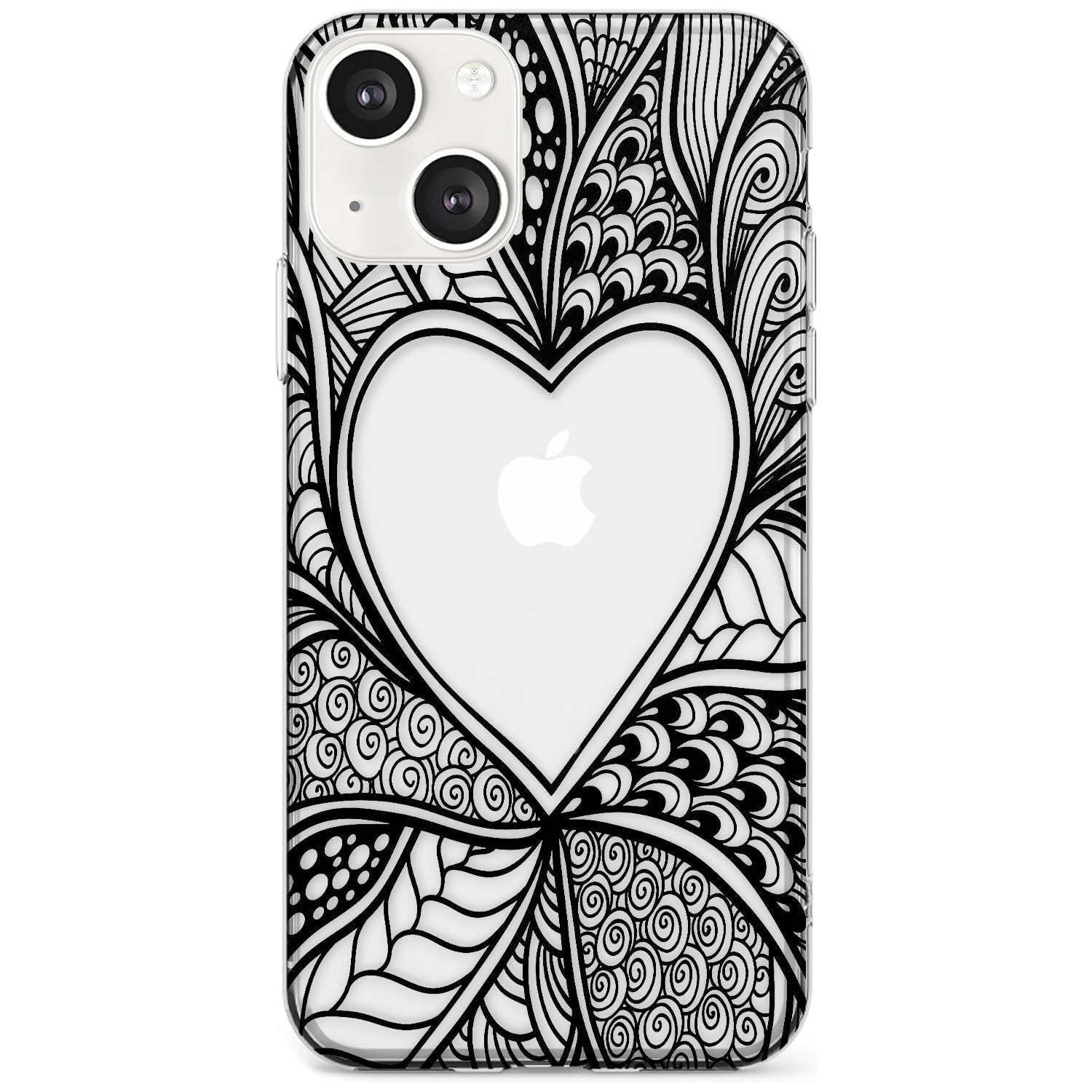 Black Henna Heart Slim Phone Case for iPhone 13 & 13 Mini