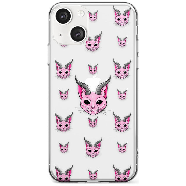 Demon Cat Pattern Phone Case iPhone 13 / Clear Case,iPhone 13 Mini / Clear Case,iPhone 14 / Clear Case,iPhone 14 Plus / Clear Case Blanc Space