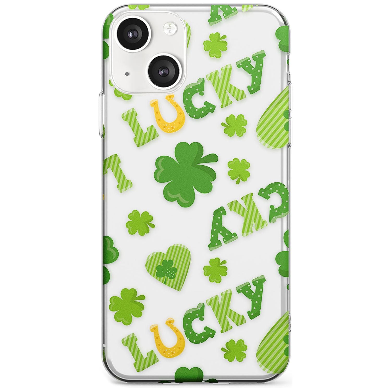 Lucky Irish Clover Phone Case iPhone 13 Mini / Clear Case,iPhone 13 / Clear Case,iPhone 14 Plus / Clear Case,iPhone 14 / Clear Case Blanc Space