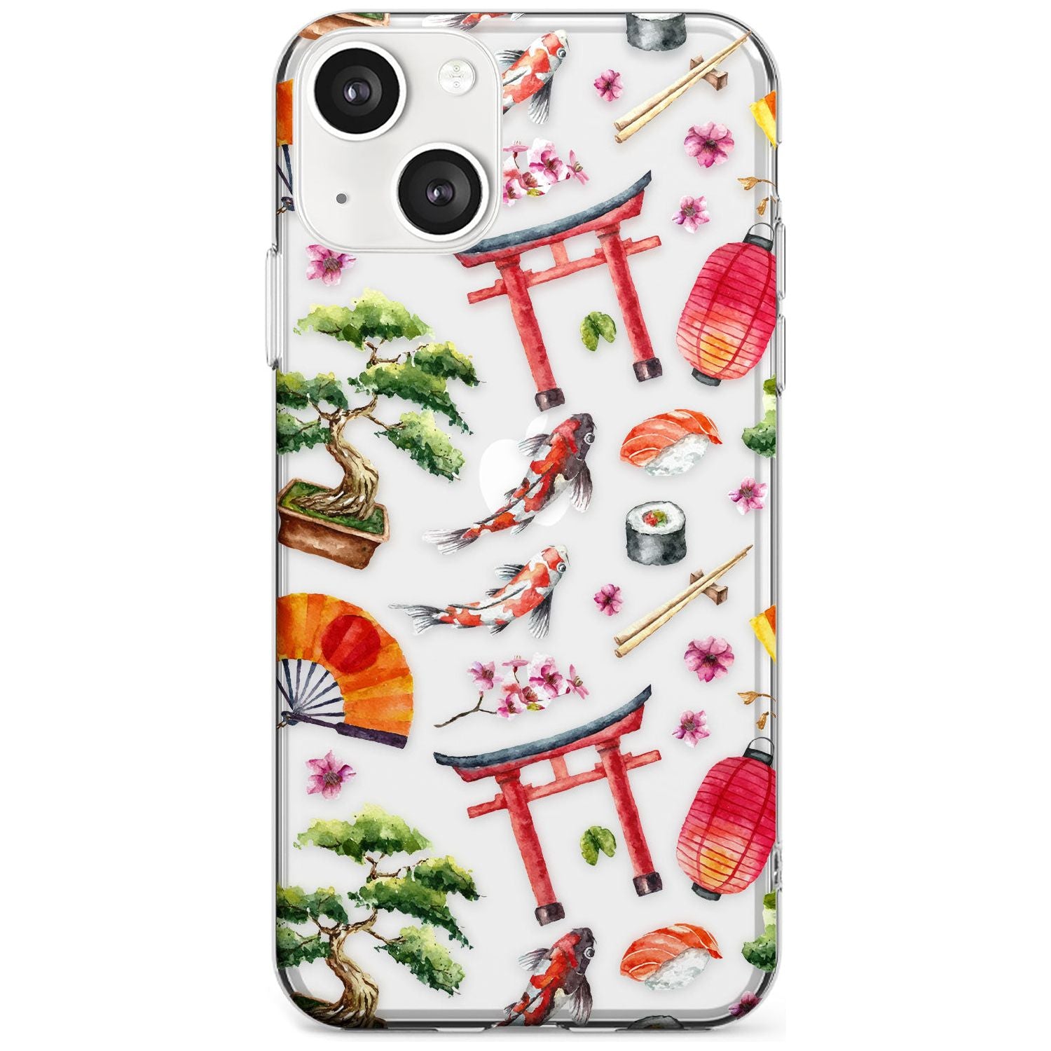 Mixed Japanese Watercolour Pattern Phone Case iPhone 13 / Clear Case,iPhone 13 Mini / Clear Case,iPhone 14 / Clear Case,iPhone 14 Plus / Clear Case Blanc Space